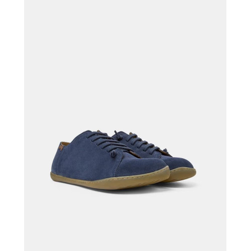 Zapatillas de piel de hombre Peu Cami lisas con cordones Azul marino