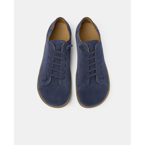 Zapatillas de piel de hombre Peu Cami lisas con cordones Azul marino